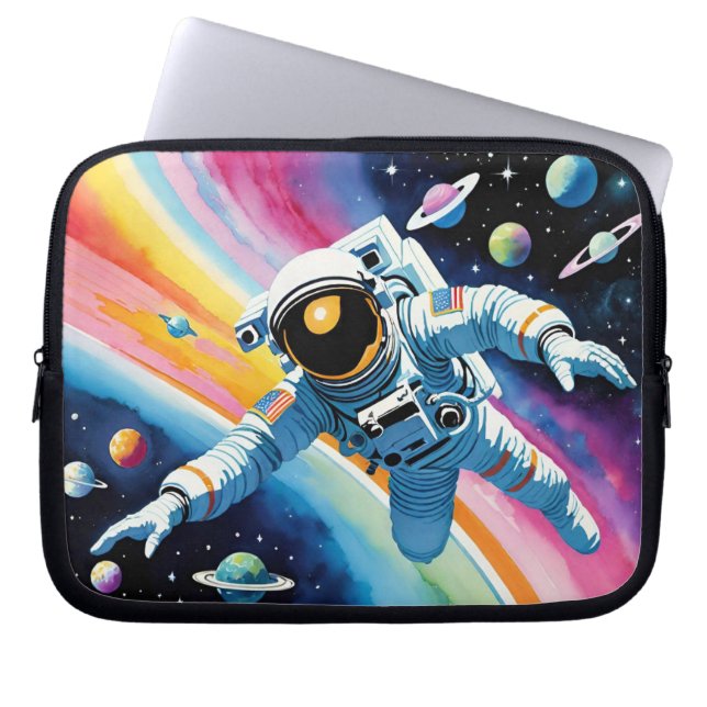Heldere en kleurrijke Spaceman in de ruimte Laptop Sleeve (Voorkant)