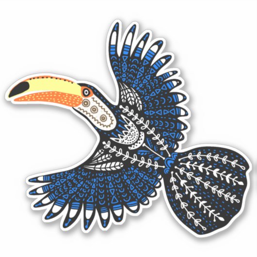 Heldere en Kleurrijke Tropische Toucan Vogel Sticker (Voorkant)
