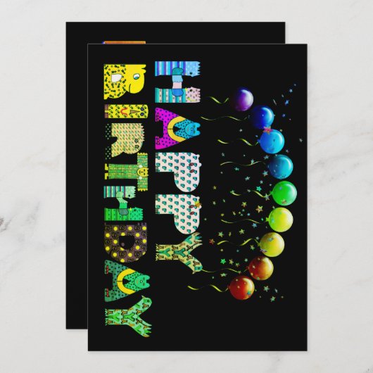 Heldere en kleurrijke verjaardag kaart (Voorkant / Achterkant)