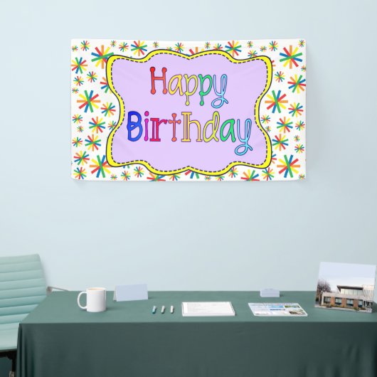 Heldere en kleurrijke verjaardag spandoek (Beurs)