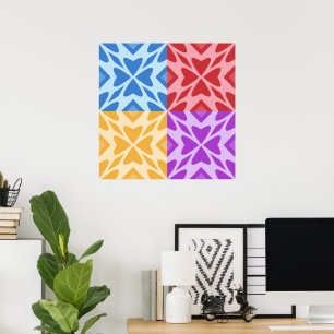 Heldere en kleurrijke vier harten ontmoeten elkaar poster