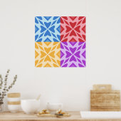 Heldere en kleurrijke vier harten ontmoeten elkaar poster (Keuken)