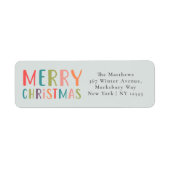 Heldere en kleurrijke vrolijke kerstfamilie etiket (Voorkant)