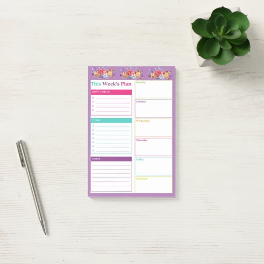 Heldere en kleurrijke weekplanner post-it® notes (Kantoor)