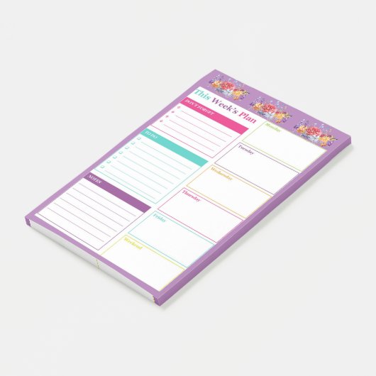 Heldere en kleurrijke weekplanner post-it® notes (Schuin)