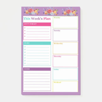Heldere en kleurrijke weekplanner post-it® notes