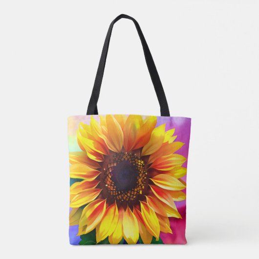 Heldere en kleurrijke Zonnebloem Canvas tas (Achterkant)