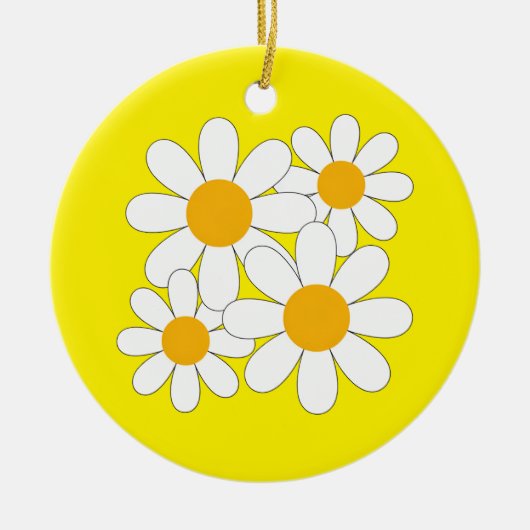 Heldere en Kordate Madelief Keramisch Ornament (Voorkant)