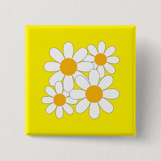 Heldere en Kordate Madelief Vierkante Button 5,1 Cm (Voorkant)