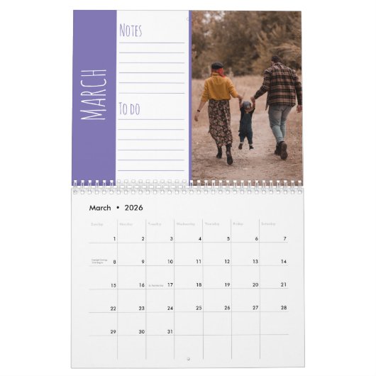 Heldere en leuke familiefoto's. Opmerkingen en tak Kalender (Mar 2026)