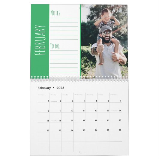 Heldere en leuke familiefoto's. Opmerkingen en tak Kalender (Feb 2026)