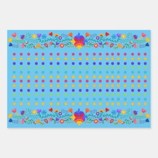 Heldere en Leuke Fiesta Kleuren met Suikerschedels Inpakpapier Vel (Voorkant 3)