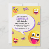 Heldere en leuke moderne emoji met als thema 10e v kaart (Voorkant)