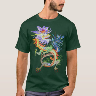 Heldere en levendige Chinese Fire Dragon Cut Out T T-shirt