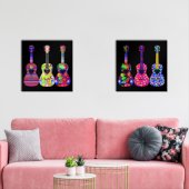 Heldere en mooie Boho Hippie Stijl Gitaren Muurkunst Sets (Woonkamer)