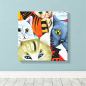 Heldere en mooie katten canvas afdruk (Insitu (Houten vloer))