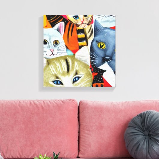 Heldere en mooie katten canvas afdruk (Insitu (Woonkamer))