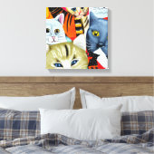 Heldere en mooie katten canvas afdruk (Insitu (Slaapkamer))