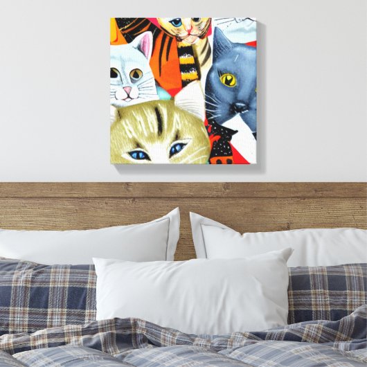 Heldere en mooie katten canvas afdruk (Insitu (Slaapkamer))
