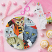 Heldere en mooie katten papieren bordje (Feest)