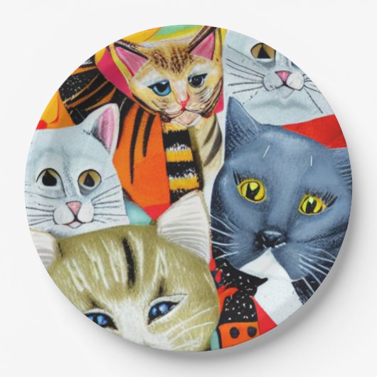 Heldere en mooie katten papieren bordje (Voorkant)