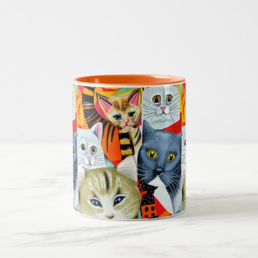 Heldere en mooie katten tweekleurige koffiemok (Center)