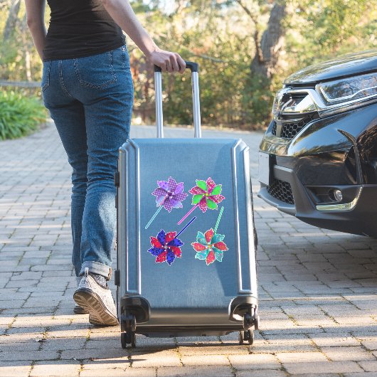 Heldere en Mooie Kleurrijke Pinwheels Sticker (Koffer Insitu)