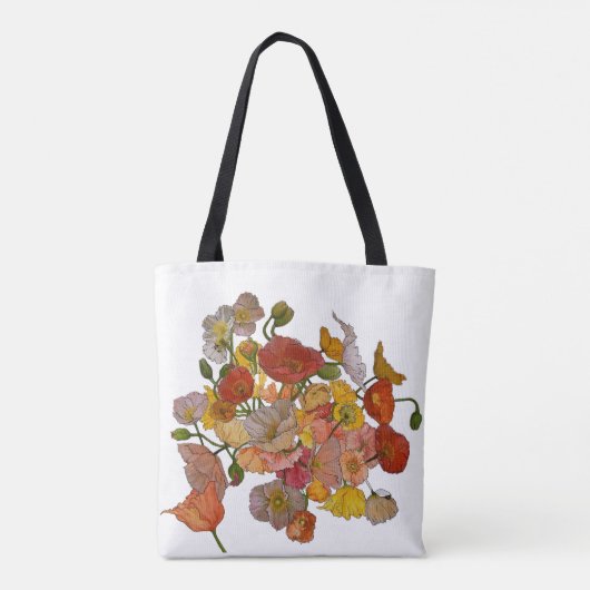 Heldere en mooie papaver aquarel tote bag (Achterkant)