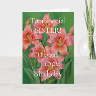 Heldere en Schattigee roze lelies Happy Birthday S Kaart