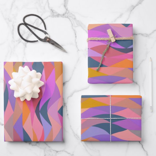 Heldere en vette Abstracte driehoeken in levendige Inpakpapier Vel (Voorkant)