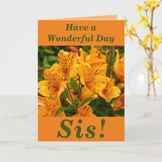Heldere en Vette Floral Birthday Card voor sis Kaart (Gele Bloem)