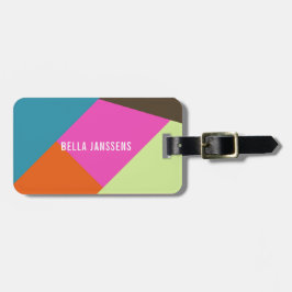 Heldere en vette kleurenblokken bagagelabel