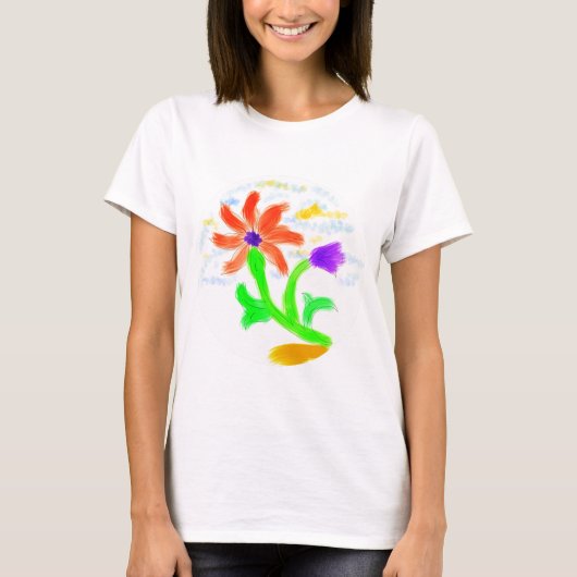 Heldere en vrolijke bloem t-shirt (Voorkant)