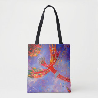 Heldere en vrolijke canvas tas