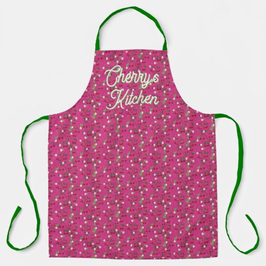 Heldere en vrolijke Cherry All-Over Print Schort (Voorkant)