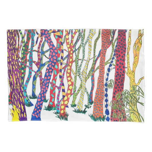 Heldere en vrolijke Crazy Forest waterverf Fleece Kussensloop (Voorkant)