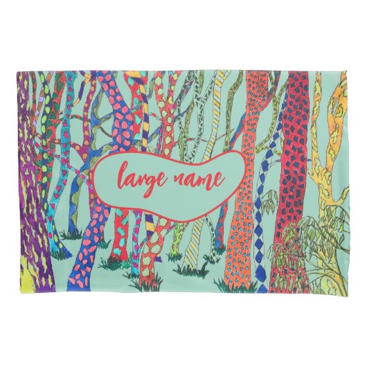 Heldere en vrolijke Crazy Forest waterverf Fleece Kussensloop (Voorkant)