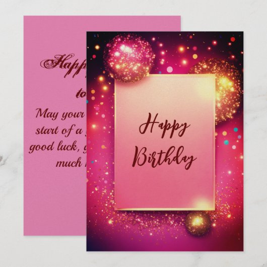 Heldere en Vrolijke Gelukkige Verjaardagskaart. Bedankkaart (Voorkant / Achterkant)