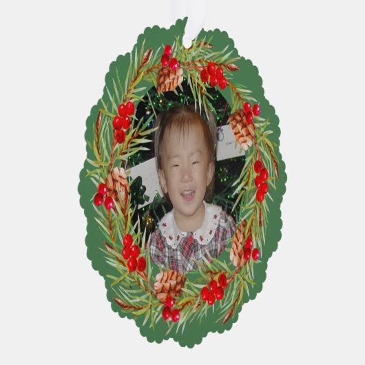 Heldere en vrolijke krans - Uw foto Ornament Kaart (Rechts)