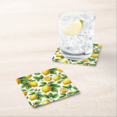 Heldere en vrolijke moderne pittige citroenen kartonnen onderzetters (Insitu)