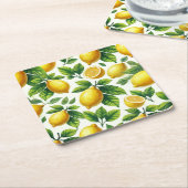 Heldere en vrolijke moderne pittige citroenen kartonnen onderzetters (Schuin)