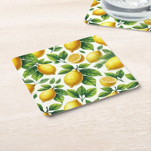 Heldere en vrolijke moderne pittige citroenen kartonnen onderzetters (Schuin)