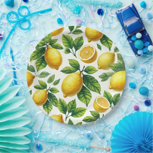 Heldere en vrolijke moderne pittige citroenen papieren bordje (Feest)