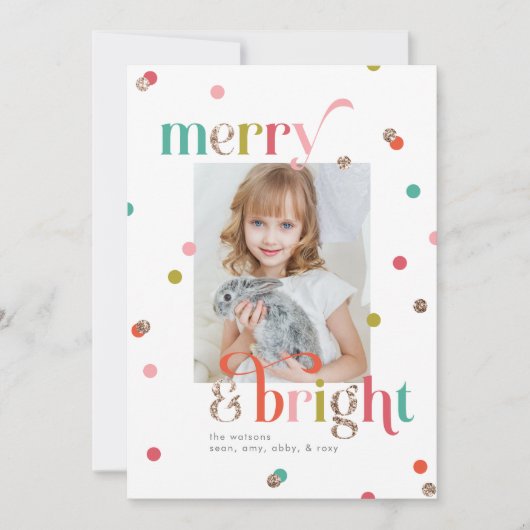 Heldere en vrolijke vakantie fotokaart feestdagenkaart (Voorkant)