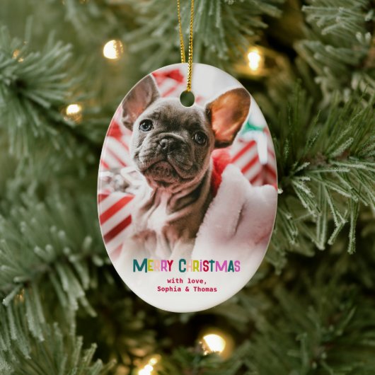 Heldere en vrolijke vrolijke kerstfoto keramisch ornament (Boom)