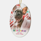 Heldere en vrolijke vrolijke kerstfoto keramisch ornament (Links)