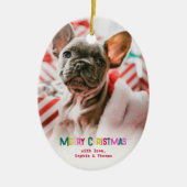 Heldere en vrolijke vrolijke kerstfoto keramisch ornament (Voorkant)