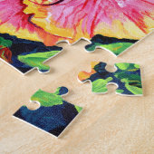 Heldere en zonnige roze Hibiscus Puzzles Legpuzzel (Zijkant)