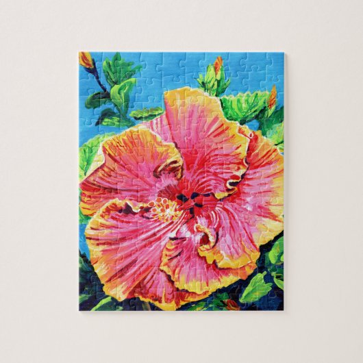 Heldere en zonnige roze Hibiscus Puzzles Legpuzzel (Verticaal)