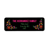 Heldere etnische bloem Fiesta Mexicaanse borduurwe Etiket (Voorkant)